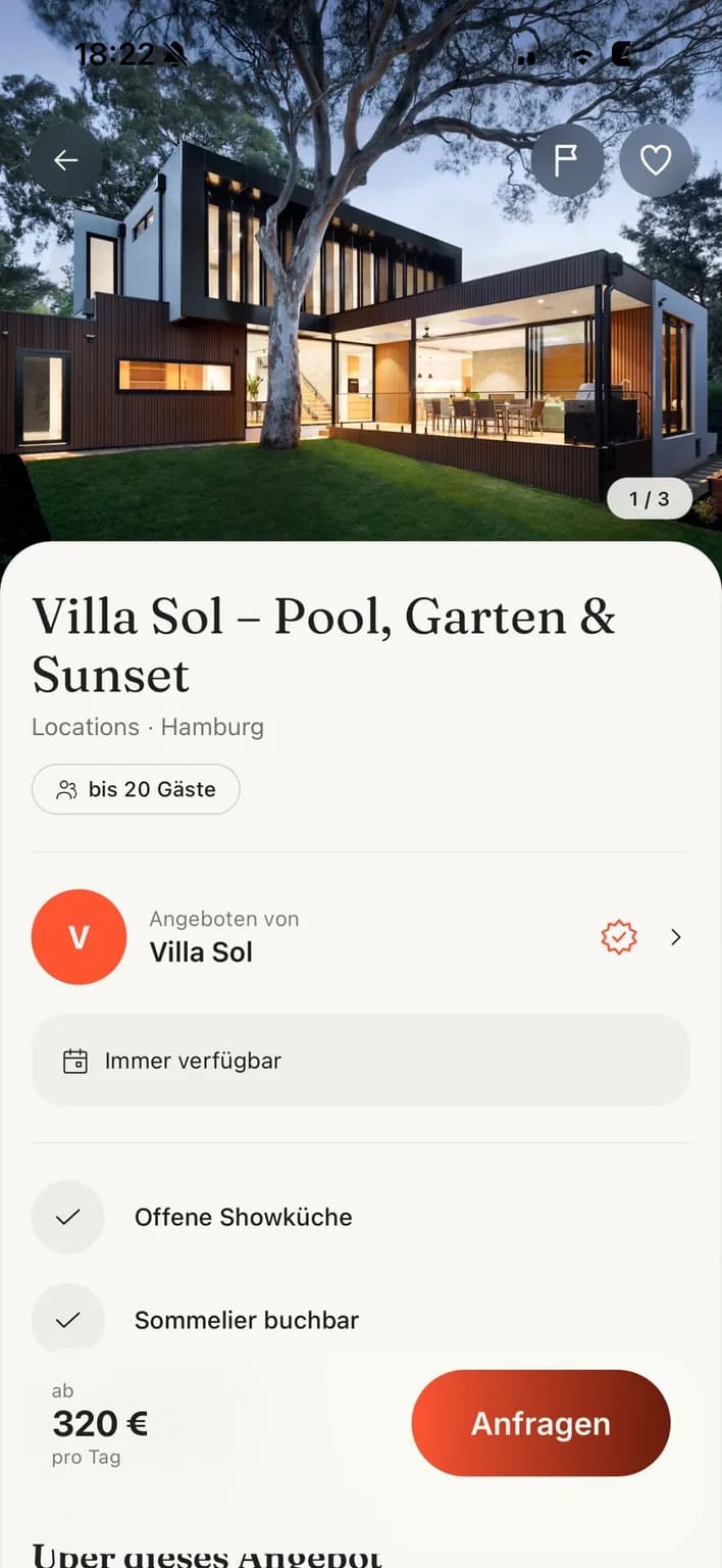 Feesto App: Location-Detailseite