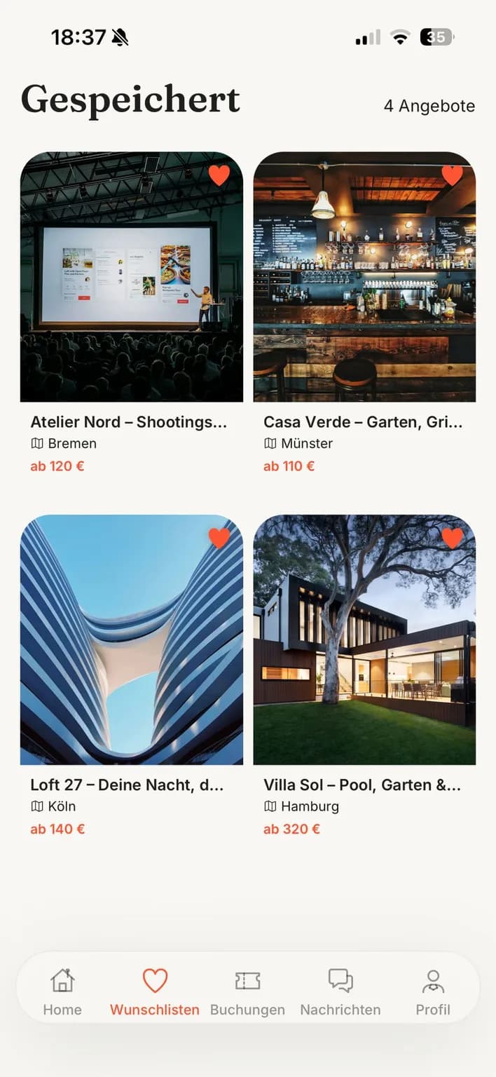 Feesto App: Wunschlisten